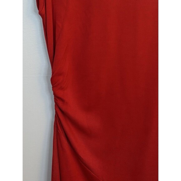 DIANE VON FURSTENBERG Red Ruched Side Sheath Midi Dress XS/S Knit Party Holiday - Picture 7 of 11